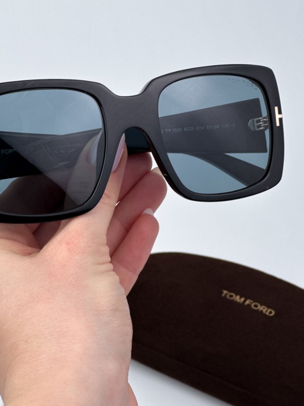 TOM FORD FT1035 RYDER-02 01V SHINY BLACK BLUE RECTANGLE SUNGLASSES